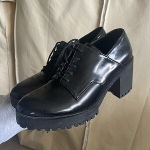 Shoes Zara Trafaluc Women's Size US-9 EU-40 Block Heel Ankle Boot Black Patent